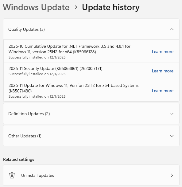 Update History