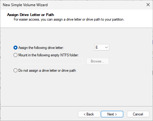 Assign a Drive Letter