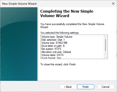 Finish Creating the Volume