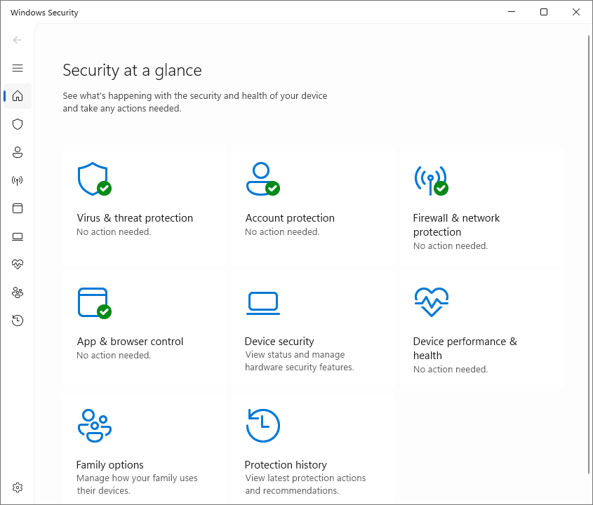 Access the Windows 11 Security Center