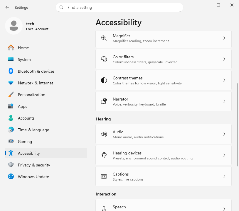 Accessibility Settings