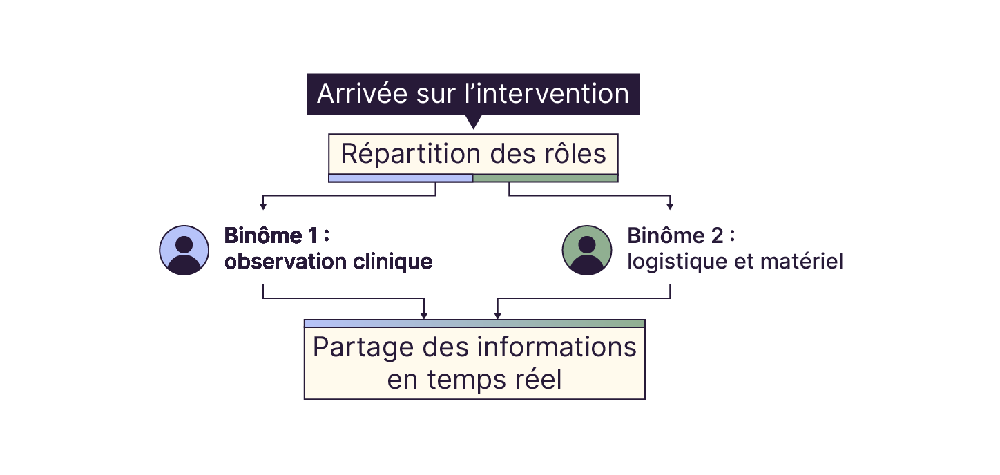 Une intervention efficace repose sur une répartition claire des rôles et un partage constant des informations.