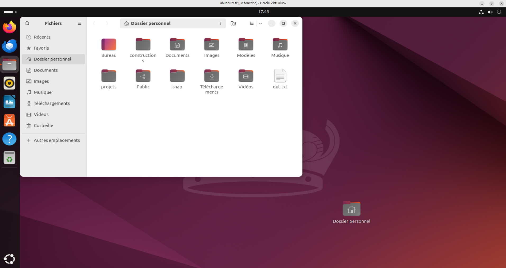 Bureau d'Ubuntu installé