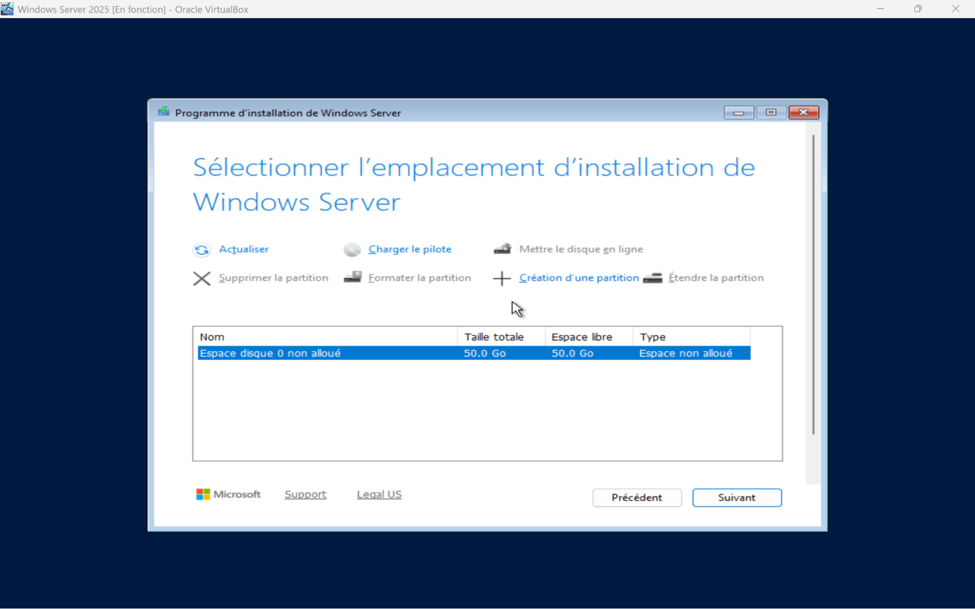 Sélection du disque d’installation