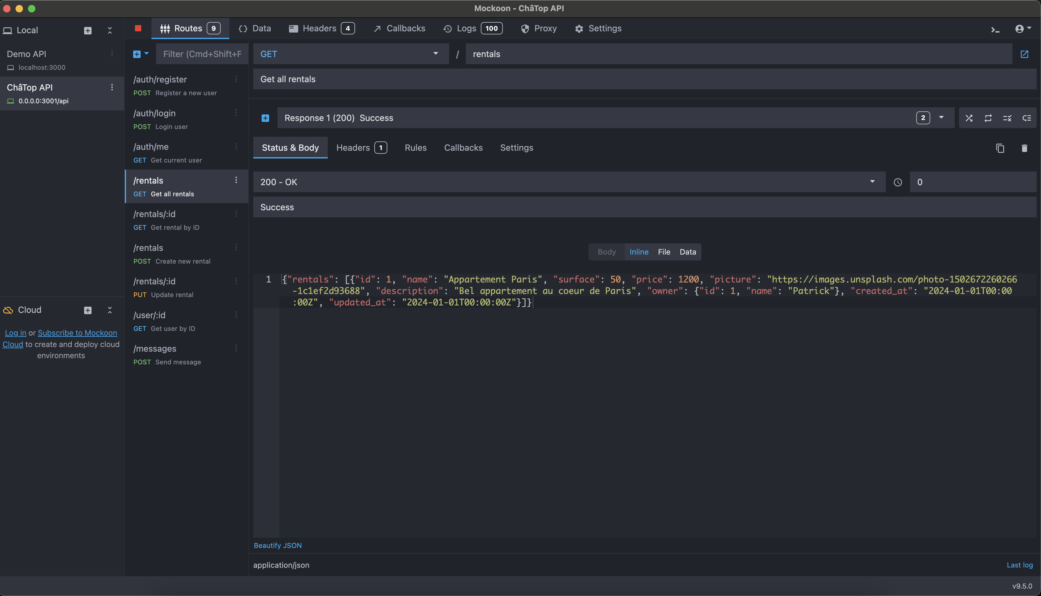 Vérification du statut 200 et du JSON dans Postman